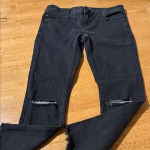 Free People Charcoal Distressed Skinny Jeans